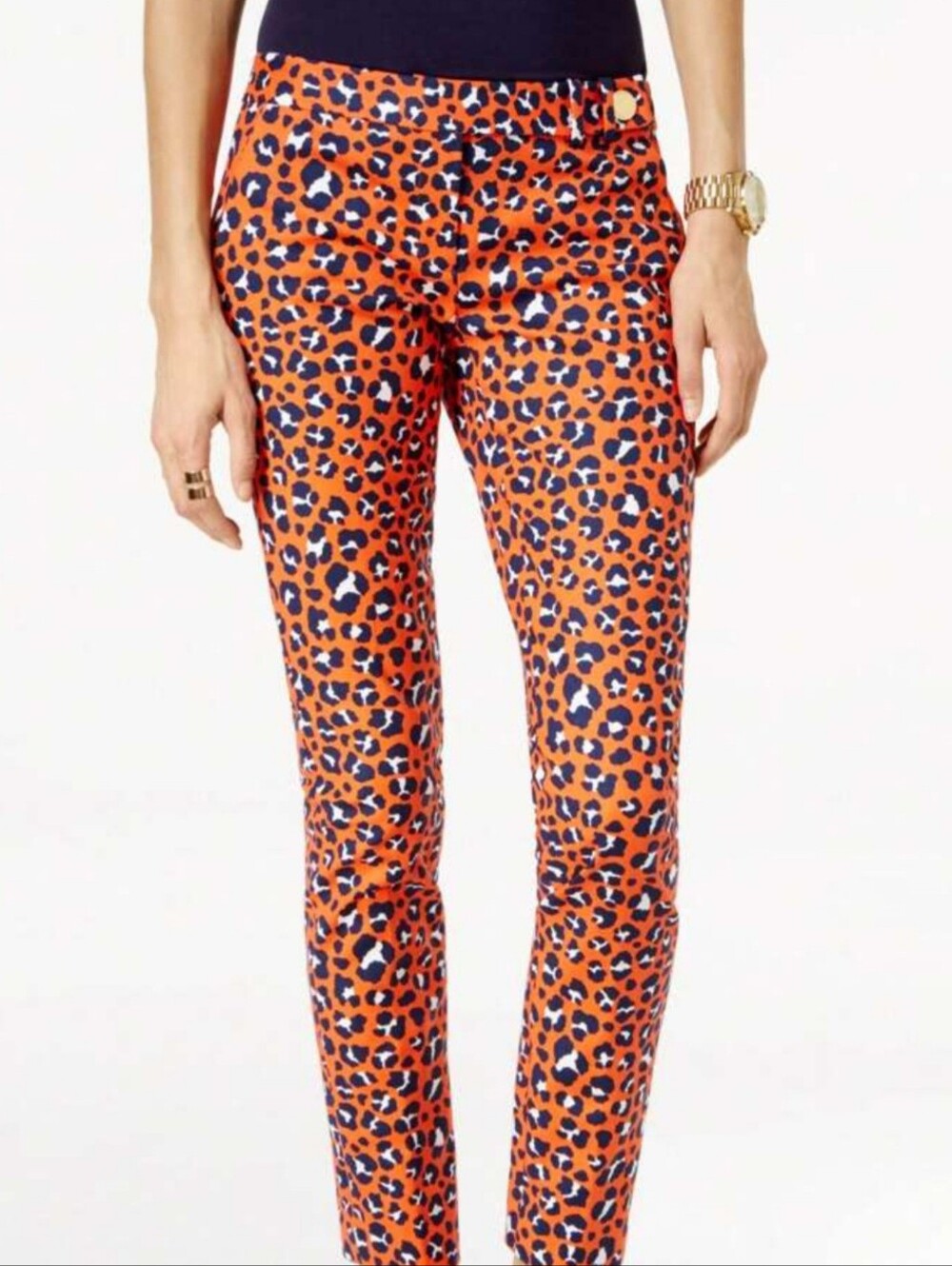 MICHAEL Michael Kors Red Leopard-Print Ankle Pants